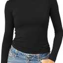 Abardsion Women's Long Sleeve Shirts Spring 2026 Casual Basic Going Out Crop Tops Slim Fit Tight Y2K Clothes (X-Large, Black)