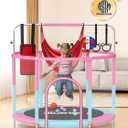 BLUERISE 55IN 6FT Toddler Trampoline for Kids Indoor Outdoor Play for Kids Trampoline Basketball Hoop Attachment with Enclosure Net Easy to Assemble