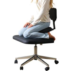 Cross-Legged Chair, Kneeling Chair with Lumbar Support and Adjustable Recline Angle, Ergonomic Office Chair for Office, Home and Yoga Enthusiasts, Meditation Fanatics (Black)
