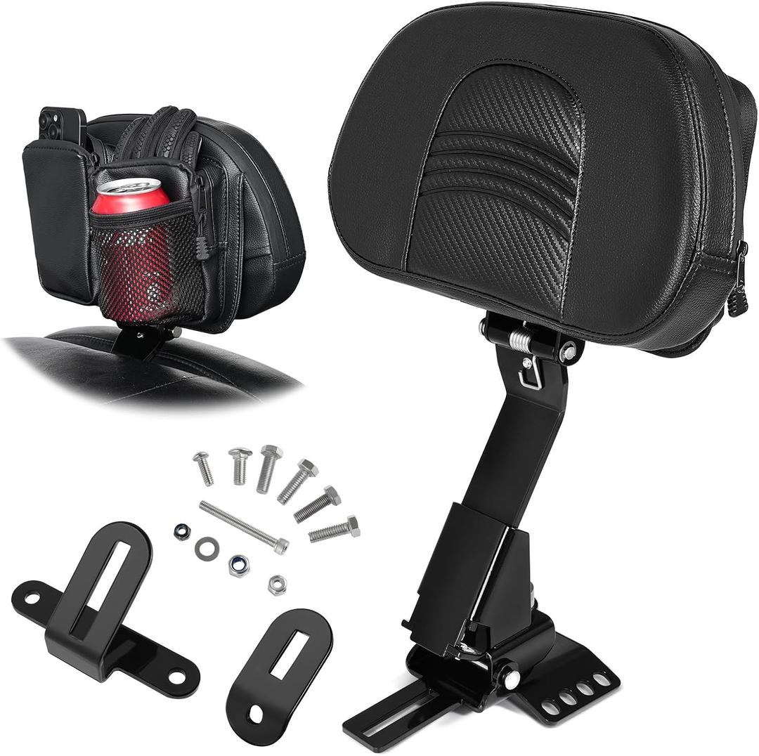 PBYMT Rider Driver Backrest, Detachable Driver Backrest, Adjustable Plug-in Rider Backrest Fit for Harley Davidson Touring Electra Glide Road Glide Road King Street Glide 1997-2024, Gloss Black