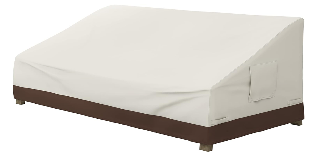 Amazon Basics 3 Seater Outdoor Couch and Patio Furniture Covers, Waterproof, Anti-UV, Durable, Beige/Tan Beige 