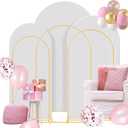 Gawicpy Wedding Arch Backdrop Stand Set Metal Arch Backdrop Stand with Wedding Arch Cover, Wedding Balloon Arch Backdrop Stand for Birthday, Baby Shower, Anniversary (White, 5.9FT+6.6FT+7.2FT)