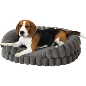 BALANCE Calming Dog Bed for Medium Sized Dogs, 30 Inches Oval Washable Pet Bed with Sides, Orthopedic Pet Couch Sofa with Non-Slip Bottom, Gray