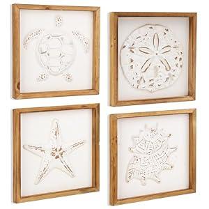 IROSANCO 3D Wooden Wall Art Decor, 4 Pack, 8.86 inch