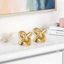 XMGZQ Gold Knot Decor for Coffee Table Book,Chain Link Living Room Decor Item for Bookshelf Entryway Nightstand TV Stand,Minimalist Knot Sculpture for Home Living Room,Centerpiece Table Decorations