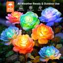 Solar Garden Lights Outdoor Waterproof: 6 Pack LED Solar Flowers Lights Garden Decor - 7 Color-Changing Spring Solar-Powered Stake Rose Decor for Patio Outside Yard Pathway Lawn Cemetery Decorations