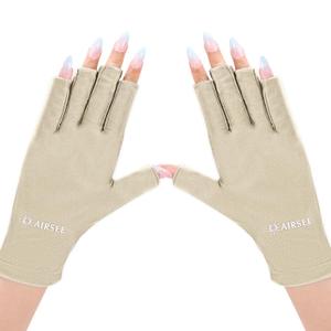 AIRSEE UV Gloves for Nail Lamp,Professional UPF50+ UV Protection Gloves for Manicures Nail Art,Fingerless Gloves That Shield Skin from The Sun and Nail Lamp (Nude)