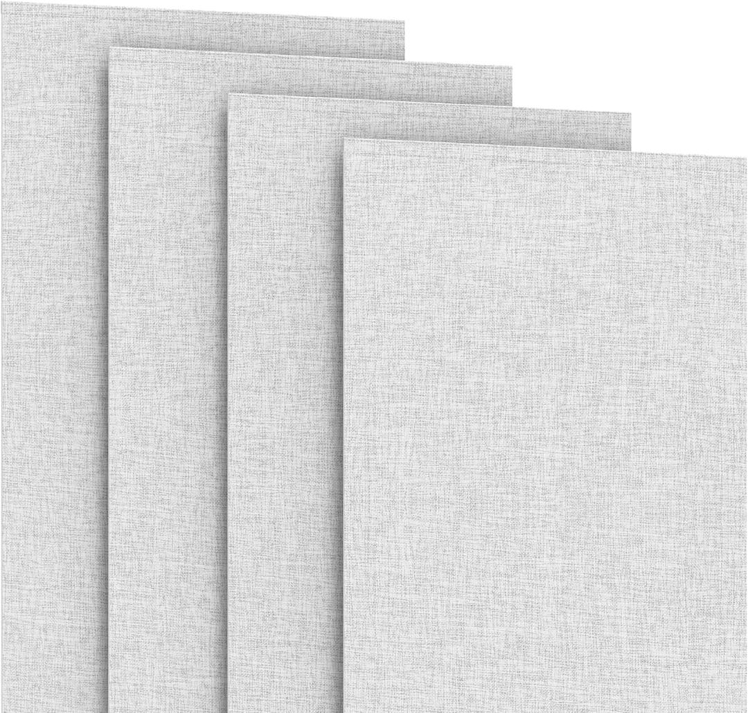 4-Panel Replacement Fabric for Sliding Panel Track Blinds 23" W x 96" L Fabric Only Pre-Attached Hook & Loop Fasteners Trimmable, No Bottom Rail Included, Room Darkening - Grey-White