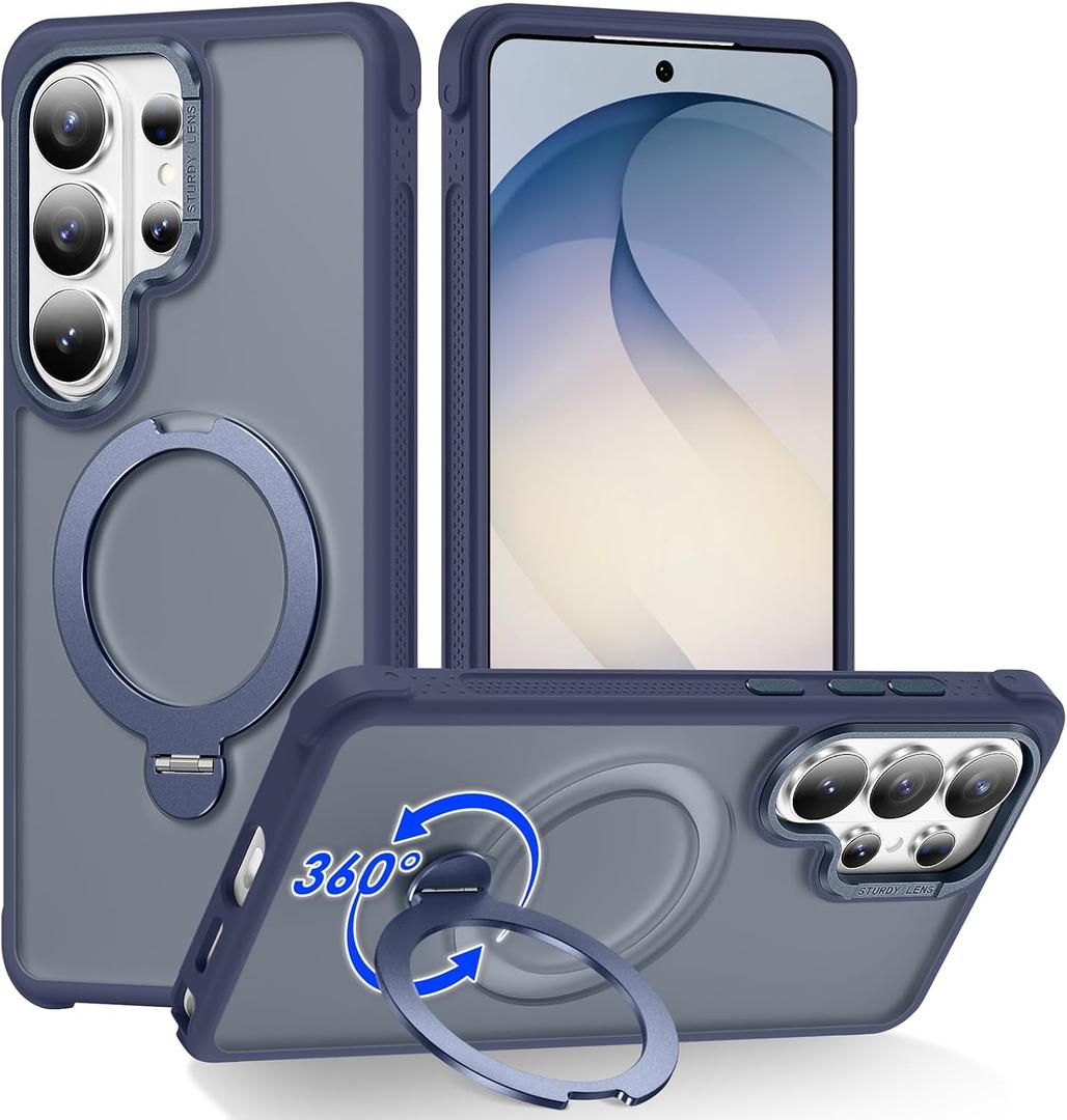 for Samsung Galaxy S26 Ultra Case with Magnetic Stand, Blue | Crystal Clear Case,Rigorous Drop Protection, Great Grip Feeling, Slim Shockproof Phone Cover