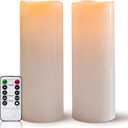 5" x 14" Large Waterproof Outdoor Flameless Candles Battery Operated LED Pillar Candles for Indoor Outdoor Lanterns, White, Long Lasting, Set of 2