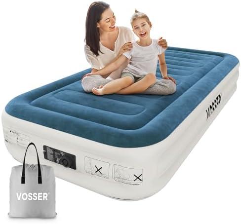 Amazon.com: VOSSER Twin Air Mattress with Built-in Pump,Fast & Easy Inflation/Deflation Inflatable Mattress, Foldable Blow Up Mattress with Storage Bag, Inflatable Bed for Home, Camping & Guests : Home & Kitchen