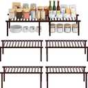STORAGE MANIAC Set of 4 Expandable Kitchen Cabinet Organizer Shelf Kitchen Counter Shelves Spice Rack Kitchens Storage Wire Shelf Adjustable Metal Pantry Storage for Plate Dish, Brown