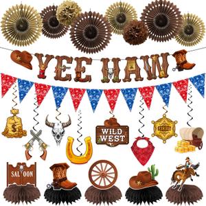 Western Party Decorations, Yee Haw Cowboy Theme Party Decorations Kit for Boys Birthday Cowboy Baby Shower Birthday Party Decor