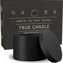 True Candle Tins for Making Candles - 12 Pack of 16 oz Black Candle Containers Bulk - Empty tins with lids for Candles - Premium Metal Jars, Vessels | Painted Outside Inside | Matte Black (Wide)