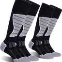 CS CELERSPORT 2/3/4 Pack Ski Socks for Men and Women Skiing, Snowboarding, Winter Performance Socks (X-Large, Black+light Grey (2 Pairs))