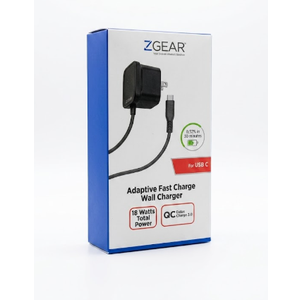 Zgear (18w) Adaptive Fast Charge Usb-c Wall Charger - Black