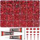 31000Pcs Red AB Rhinestones for Bedazzling, Bedazzler Kit with Flatback Rhinestones for Clothes Crafting Crafts Nails, 2,3,4,5,6mm Flat Back Resin Crystal Bedazzling Kit with B 7000 Glue Clear