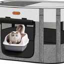 Foldable Pet Playpen - Cat & Puppy Playpen, Travel Dog Crate with Carrying Case, Cat Tent Dog Pen for Outdoor Camping Use (Grey)