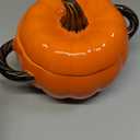 Dutch Oven Pot with Lid, Pumpkin Pottery Dessert Saucepan, Mini Baking Dish Cute Pumpkin Bowl, Covered Dutch Oven Ceramic Stockpot, Pumpkins-Shaped Casserole (Orange)