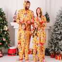ANGELGGH Family Matching Christmas Onesie Pajamas, Vacation Cute Printed One Piece Pajamas, Xmas Hooded Holiday Sleepwear (Youth, 6-8T, Yellow Gnome) (Yellow)