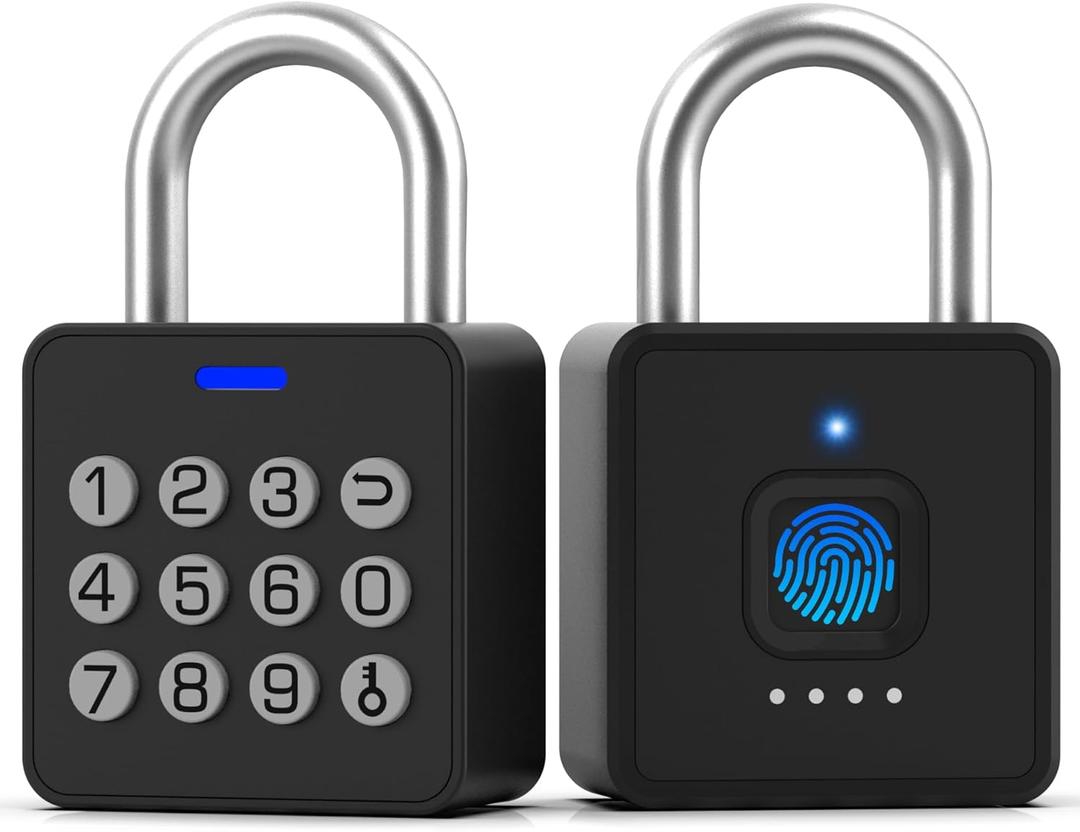 Anweller Fingerprint Gym Locker Lock with Code Keypad, Waterproof Gate Locks for Outdoor Fence, Keyless Entry Smart Combination Padlock, Pad Lock for Locker Storage Unit Shed Pool School