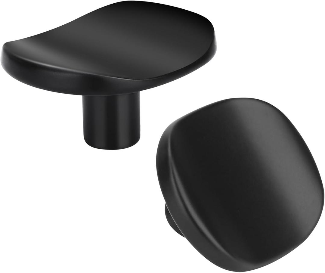 6 Pack Matte Black zinc Alloy Solid Cabinet Knobs,Black Single Hole Drawer Square knob Handles for Cabinets and Dresser Drawers Rustic