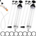 2-Pack 500CC Automotive Fluid Extractor Pump, Manual Oil Change Syringe with 50cm Rubber Hose, Manual Suction Vacuum Fuel Car Transfer for Power Steering