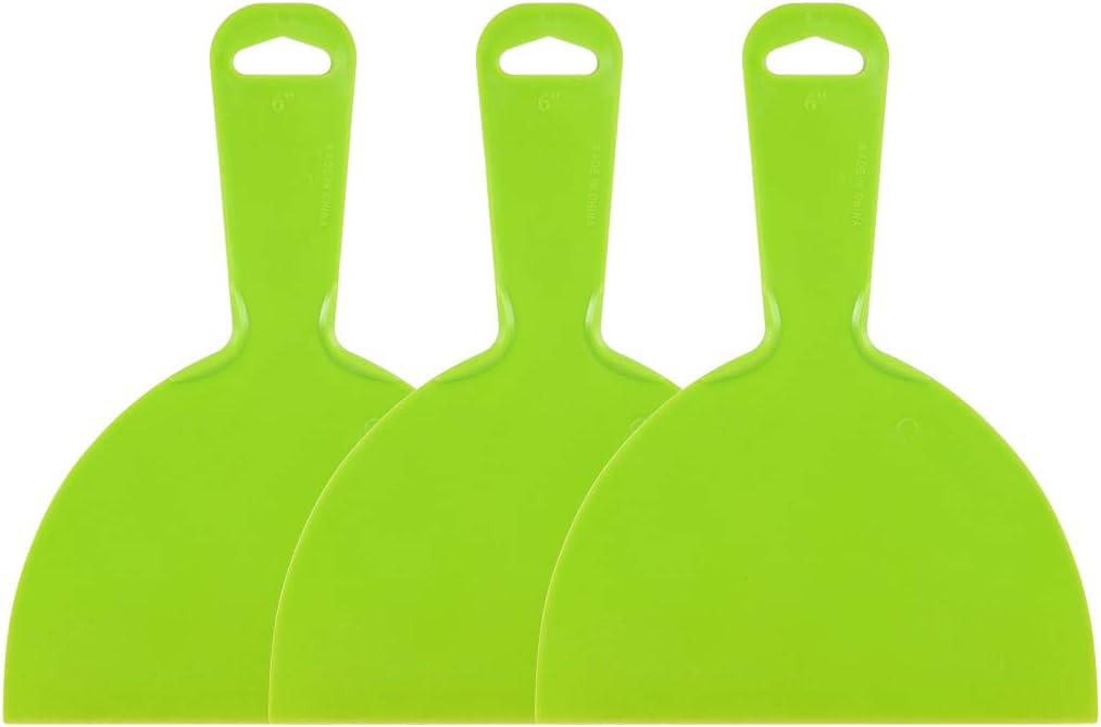 uxcell Putty Scraper 6" Plastic Flexible Putty Knives Disposable Spreader for Taping Drywall Wall Painting Green 3pcs