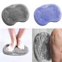 2 Pack Shower Back & Foot Scrubber, Wall Mounted Back Scrubber Silicone Bath Massage Cushion Brush with Suction Cups, Bathroom Wash Mat Exfoliating Dead Skin Brush (L-Blue Grey)