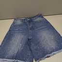 Verdusa Men's Rhinestone Jean Shorts Straight Leg Jorts Denim Shorts with Pockets Blue 26