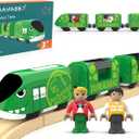 Toy Train Set for Wooden Tracks, Battery Operated Train for Toddlers, Motorized Train with Dinosaur Train for Kids, Electric Train Toy Compatible with Thomas & Friends, Brio