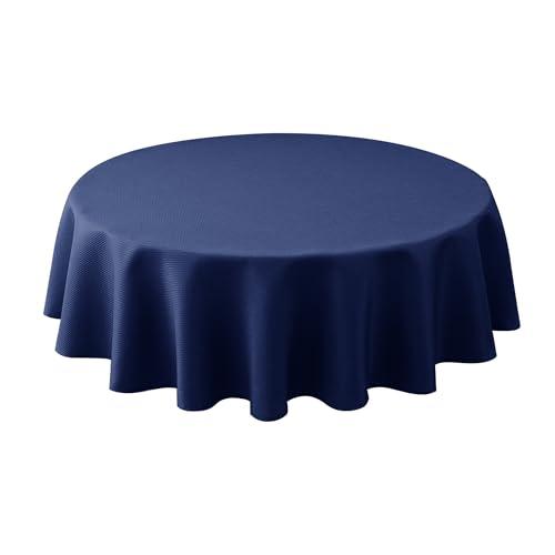 Biscaynebay Textured Fabric Round Tablecloths 70", Navy Water Resistant Table Cloth Circle Folding Table Covers for Dining, Kitchen, Wedding, Parties etc Machine Washable