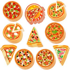 80 Pcs Pizza Party Decorations Cutouts with Glue Point Dots DIY Bulletin Board Cutouts 10 Designs Paper Pizza Cut Outs for Birthday Food Restaurant Themed Party Supplies
