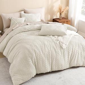 Litanika California King Comforter Set Beige, 3 Pieces Cream Tufted Boho Farmhouse Bedding Comforter Sets, Lightweight Fluffy Comforter Bed Set for All Season (104x96In Comforter and 2 Pillowcases)