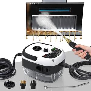 Steam Cleaner, 2500W High Handheld Steam Cleaner, 1L Portable Car Steam Cleaner, 6 High Speeds Pressure Temperature Steam Cleaning Machine with 3 Brush Heads for Kitchen Home Car CleaningWhite