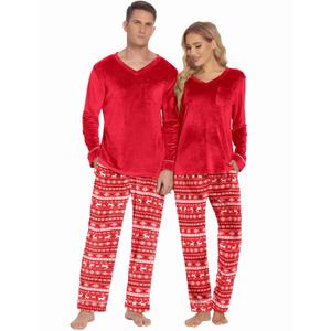 Ekouaer Couples Matching Pajamas Sets Velvet PJs Set for Men and Women Velour Long Sleeve Sleepwear, S (Black)