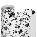 Ismoon Peel and Stick White Contact Paper Removable Self Adhesive Dark Blue Leaf Wallpaper Boho Floral Bathroom Textured Decor for Cabinets Vinyl 17.3inx197in