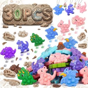 30Pcs Dinosaur Pop Keychain Fidget Toys, Easter Egg Fillers, Mini Pop it Toy Bulk Set for Kids, Classroom Prizes, Birthday Party Favors, Easter Goodie Bag Stuffers, Ages 48 812
