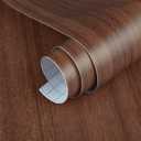 24"x197" Walnut Wood Grain Wallpaper Roll Peel Stick Brown Textured Wood Contact Paper Thick Kitchen Wallpaper Waterproof Self-Adhesive Furniture Sticker Bathroom Cabinet Shelf Liner Table Vinyl Wrap