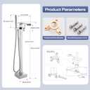 Waterfall Free Standing Tub Faucet, Floor Mount Bathroom Tub Filler Freestanding Bathtub Shower Faucets with Handheld Sprayer, Chrome