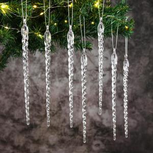18 Pcs 9inch Icicle Ornaments Large Christmas Plastic Hanging Decoration Clear Christmas Tree Icicles Set