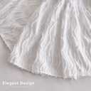 MIYE Wrap Around Ruffled Lace Bed Skirt, Elastic Dust Ruffle with Adjustable Belts, Easy to Put On, Bed Frame Cover, Machine Washable (Wavy/White, King/Queen-15 Drop)