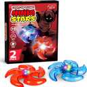ArtCreativity Light Up Flying Ninja Stars Set, 2 Rubber Throwing Stars with Batteries, Interactive Ninja Kids Toys for Tossing, Games, 2 Colors, Gift for Kids Red and Blue Stars