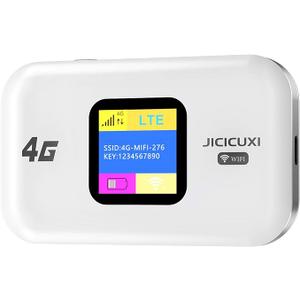 4G LTE Mobile Hotspot Router, Portable WiFi Hotspot for Travel, WiFi 6 Router 3000mAh/300Mbps High Speed Hotspot Device Support 12 Users, Camping, Motorhomes, Office-Pearl White