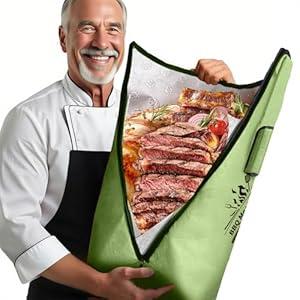 AMAWIN BBQ Blanket for Resting Meat, Reusable Heat Insulated Resting Bag, 5-Layer DuPont Fabric Insulated Brisket Resting Blanket with Wide Mouth – Waterproof, Breathable, and Tear-Resistant
