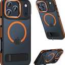 MAKAVO Magnetic for iPhone 17 Pro Max Case with Stand, Compatible with MagSafe, Slim Translucent Matte Military-Grade Drop Protection Phone Cover, Cosmic Orange