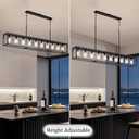 Farmhouse Dining Room Light Fixture Kitchen Island Pendant Lighting Rectangle Black Dining Room Lighting Fixture Modern Pendant Contemporary Chandeliers with Glass Shade Adjustable (10 Light)
