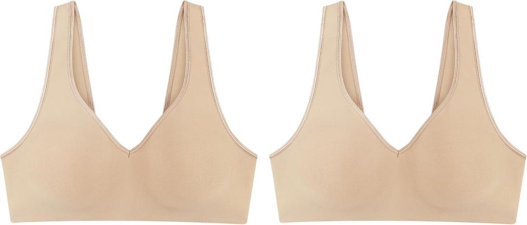 Hanes Women's Wireless Bra, Smooth Comfort Full-Coverage T-Shirt Bra, Single or 2-Pack (Medium)