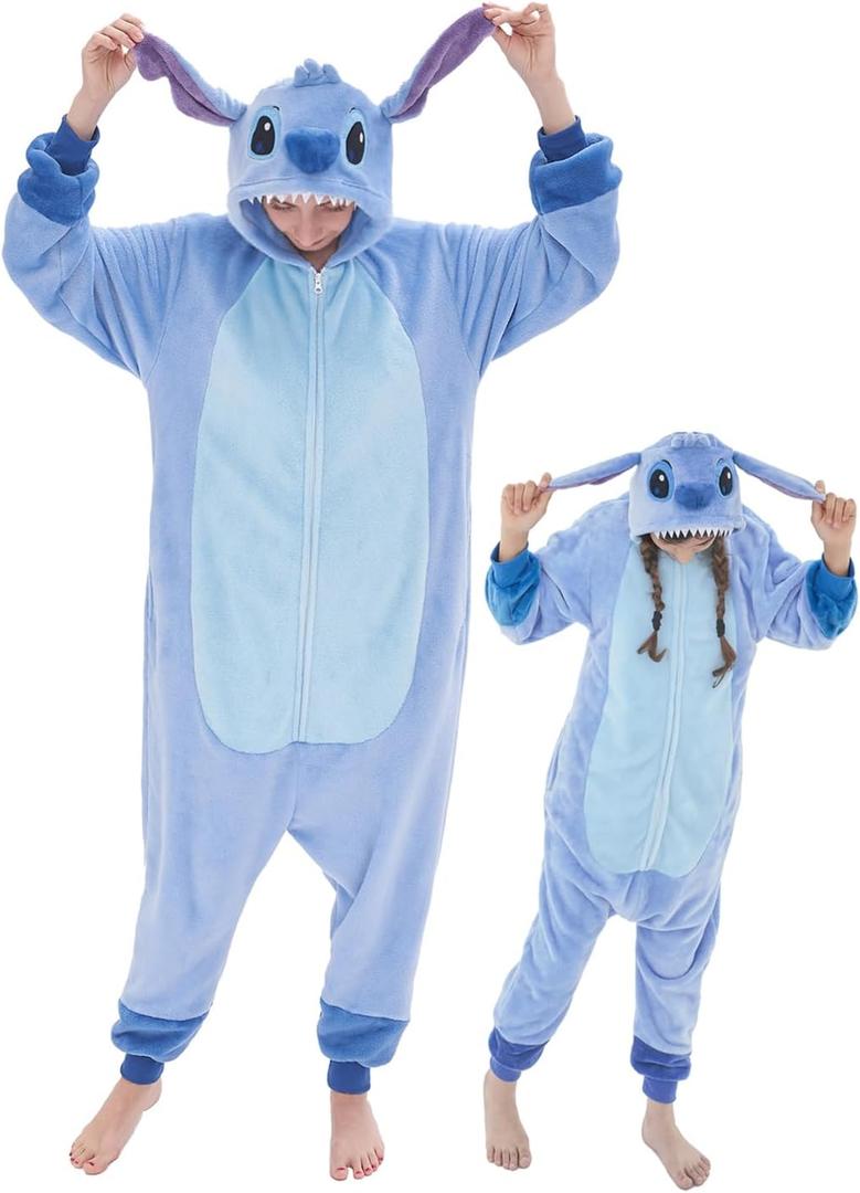 GONAAP Unisex Adult Onesie Pajamas Animal One Piece Costume Cosplay Sleepwear (Medium, Stitch)