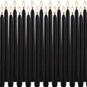 24 Pack Black Taper Candles, 7-8 Hours Burn Time, Unscented, Smokeless and Dripless, 0.75 x 10 Inch Dinner Candle Set for Halloween, Household, Wedding, Party and Home Dcor Candlesticks